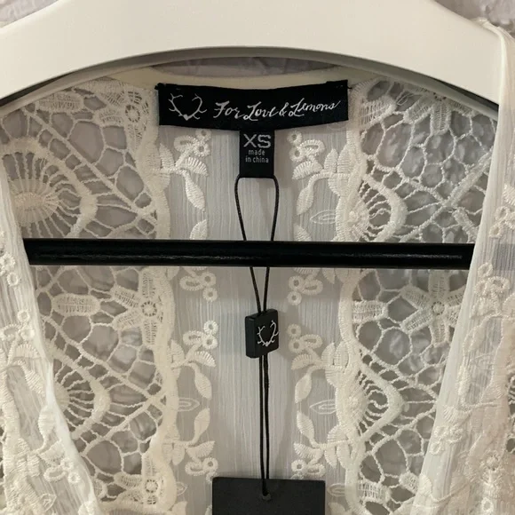 For Love & Lemons NEW Mariposa Mini Dress White XS Embroidered Lace Romantic - Picture 3 of 16